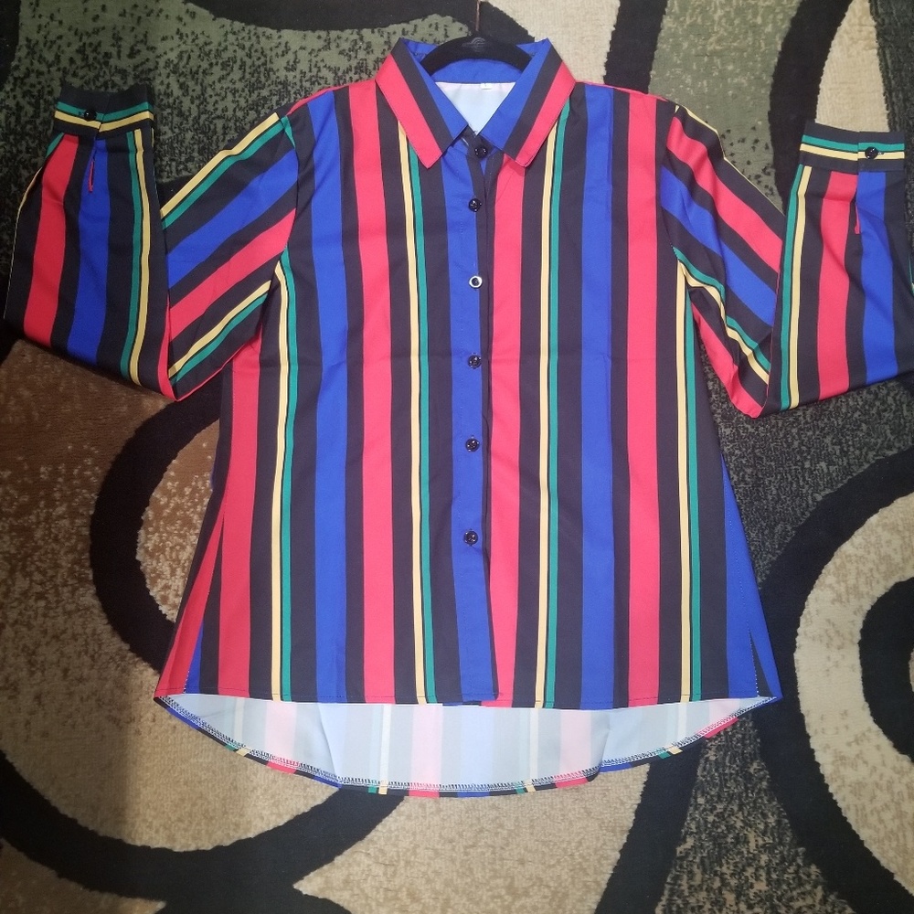 Colorful Plaid Button up Blouse